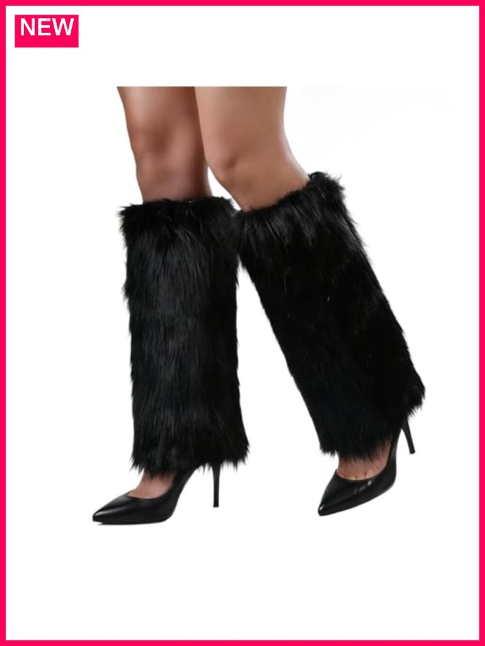 Faux Fur Leg Warmers for Women - Fluffy Stretchy Boot Covers Christmas Cosplay